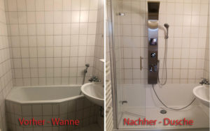 Umbau einer Wanne zu einer Dusche